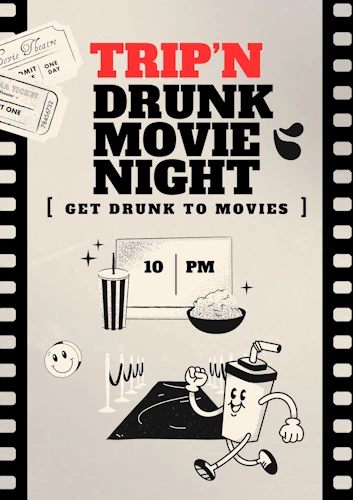 Illustrated flyer for Trip'N'Hostel Movie Night
