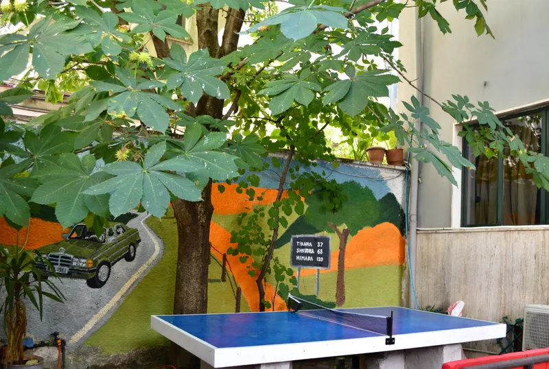Outdoor seating at Trip'N'Hostel OG