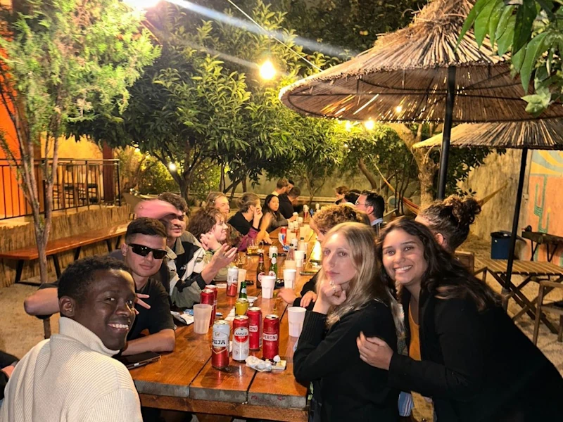 The garden at Pink Bubble hostel
