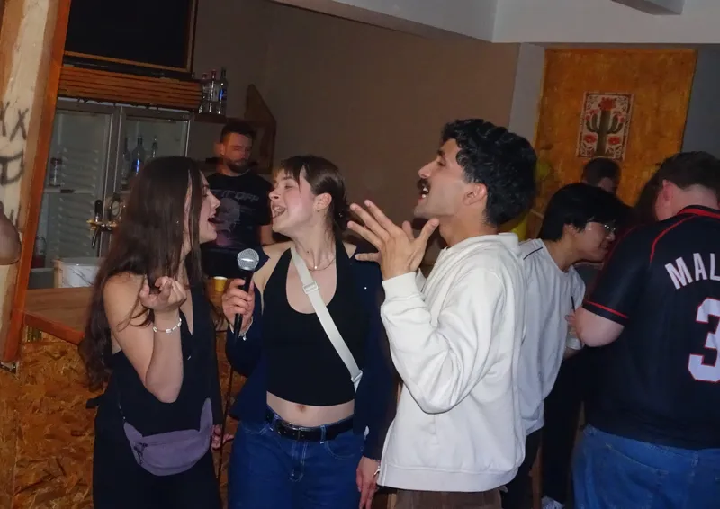 Guests participating in hostel activities and social events