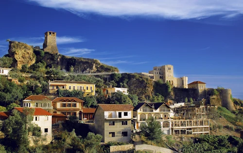 Kruje fortress town overlooking the old bazaar